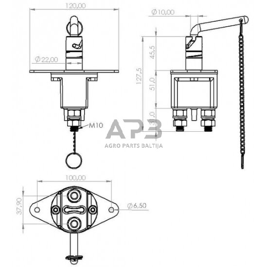 Masės išjungėjas 12/24V, 250A/2500A SW10004KR 1 Masės išjungėjas 12/24V, 250A/2500A SW10004KR 1