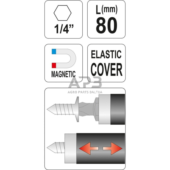 Magnetinis antgalių laikiklis su prailginimu 2 Magnetinis antgalių laikiklis su prailginimu 2