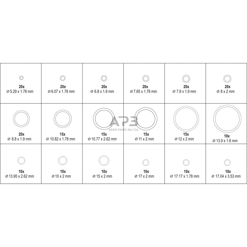 Manžetų rinkinys kondicionieriaus remontui (HNBR, 270vnt) 2 Manžetų rinkinys kondicionieriaus remontui (HNBR, 270vnt) 2