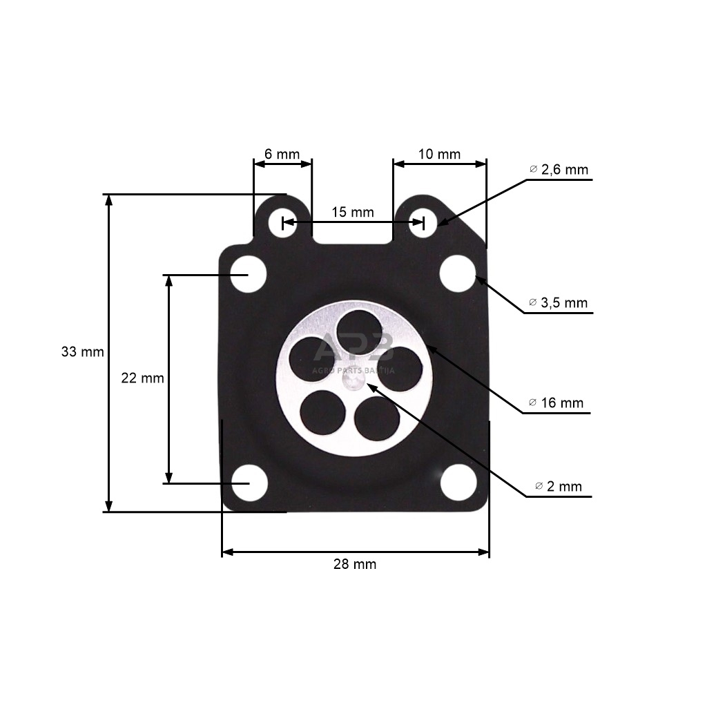 Membranų komplektas trimeriams 26cc, 32cc, 43cc, 52cc 3