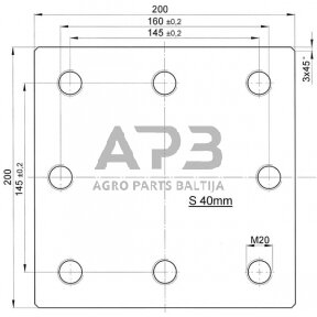 Montavimo plokštė Scharmüller 145x145 / 160mm 8xM20 00645000