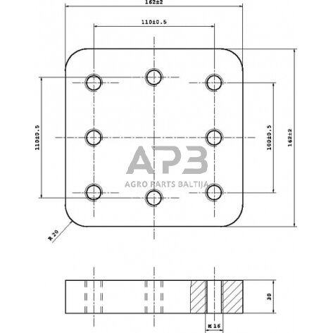 Montavimo plokštė Bernhofer Gesenkschmiede 110x100mm 8xM16 80000616 1 Montavimo plokštė Bernhofer Gesenkschmiede 110x100mm 8xM16 80000616 1