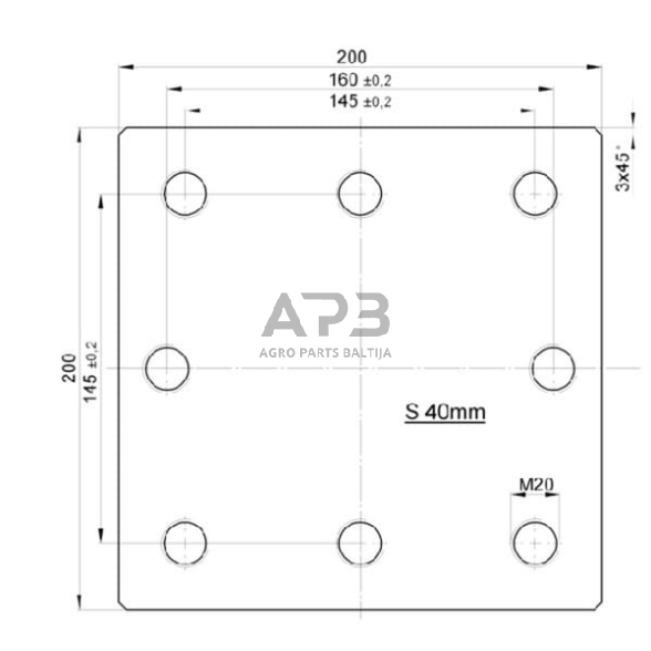 Montavimo plokštė Scharmüller 145x145 / 160mm 8xM20 00645000 2