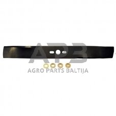 Mulčiuojantis peilis universalus 430 mm pjaunamosios plotis 17 (43 cm), centrinė skylė 20,5 mm + keturios poveržlės 10 mm, 16 mm, 17 mm, 18 mm