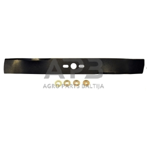 Mulčiuojantis peilis universalus 530 mm pjaunamosios plotis 21 (53 cm), centrinė skylė 20,5 mm + keturios poveržlės 10 mm, 16 mm, 17 mm, 18 mm