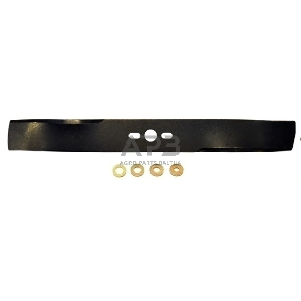Mulčiuojantis peilis universalus 430 mm pjaunamosios plotis 17 (43 cm), centrinė skylė 20,5 mm + keturios poveržlės 10 mm, 16 mm, 17 mm, 18 mm
