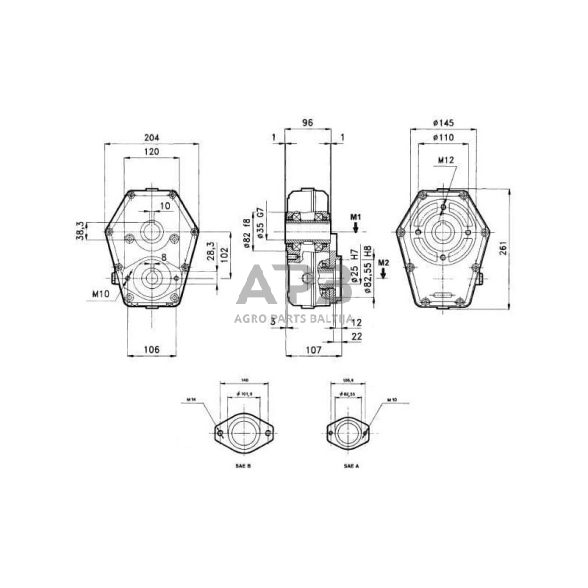 Multiplikatorius, kampinis reduktorius Brorelli GBR30ST450 GBR-30-ST-4-0.50 1 Multiplikatorius, kampinis reduktorius Brorelli GBR30ST450 GBR-30-ST-4-0.50 1