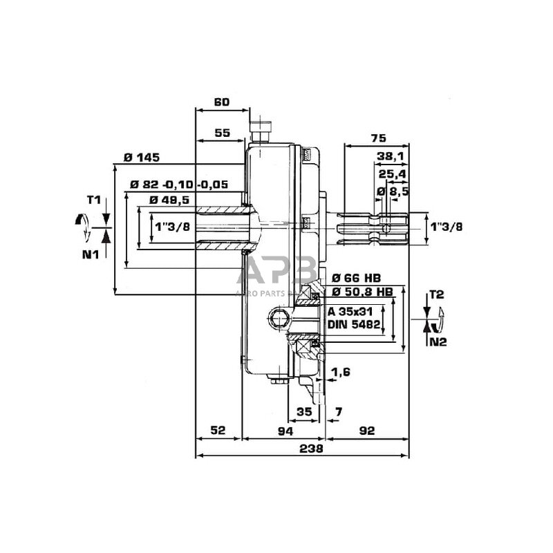 Multiplikatorius, kampinis reduktorius Brorelli GBF30ST620 1 2 3