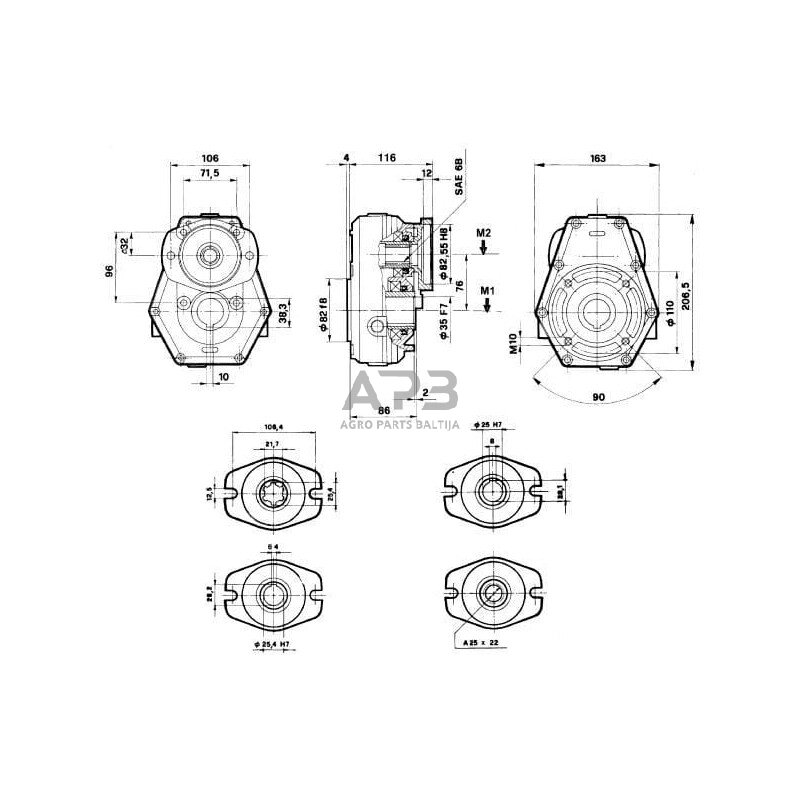 Multiplikatorius, kampinis reduktorius Brorelli GBR20ST433 GBR-20-ST-4-0 1