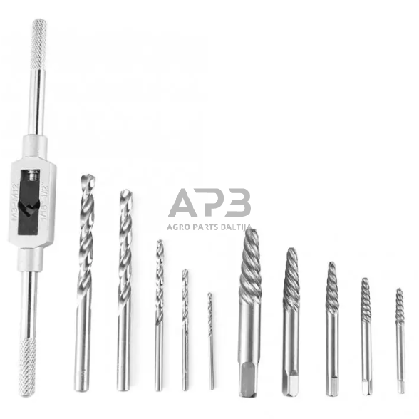 Nulūžusių varžtų išsukėjų ir grąžtų rinkinys 11vnt. 1 Nulūžusių varžtų išsukėjų ir grąžtų rinkinys 11vnt. 1