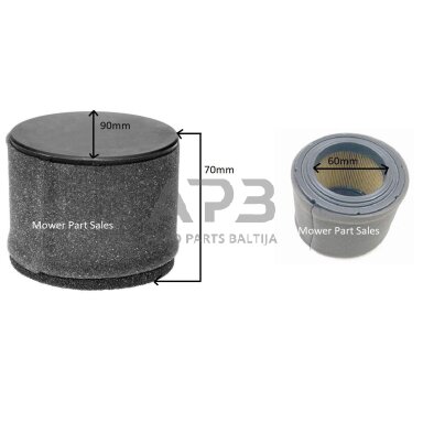 Oro filtras Kawasak FJ180V, 11029-0019, 110290019, 11029-0032, 110290032, 11029-7023, 110297023, išmatavimai 70 x 90 x 60 mm