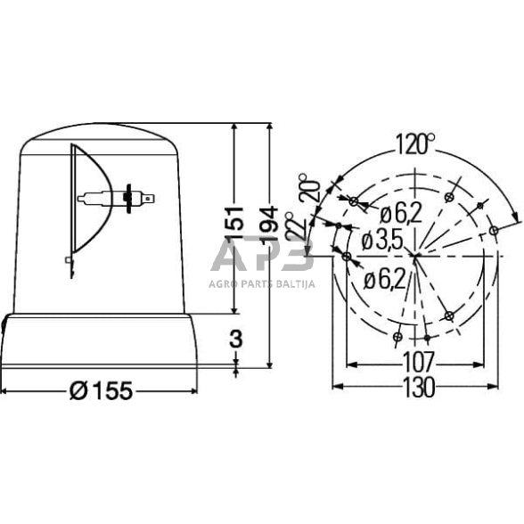 Oranžinis švyturėlis Halogen KL7000 Hella 2RL008061101 6 Oranžinis švyturėlis Halogen KL7000 Hella 2RL008061101 6
