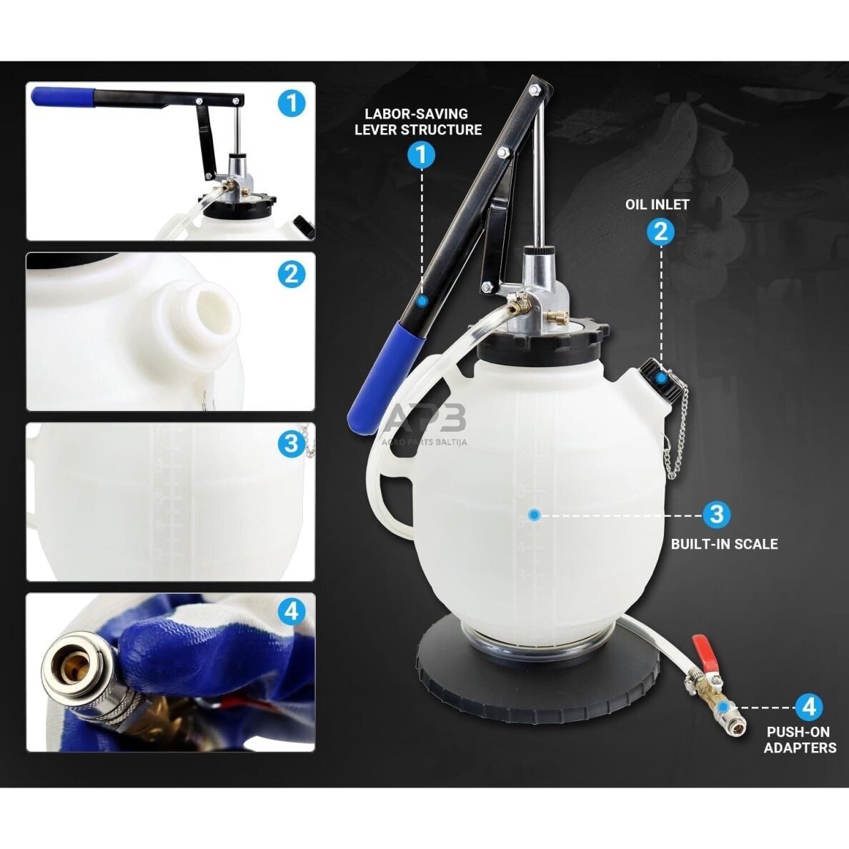 Pavarų dėžės tepalo keitimo įrenginys 7l su ATF adapterių rinkiniu 1