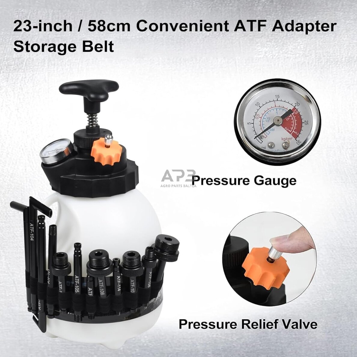 Pavarų dėžės tepalo užpildymo įrenginys 3l su ATF adapterių rinkiniu 3 Pavarų dėžės tepalo užpildymo įrenginys 3l su ATF adapterių rinkiniu 3