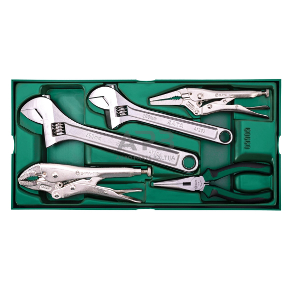 Padėklas. Reguliuojamų raktų ir replių rinkinys  5vnt. Padėklas. Reguliuojamų raktų ir replių rinkinys  5vnt.