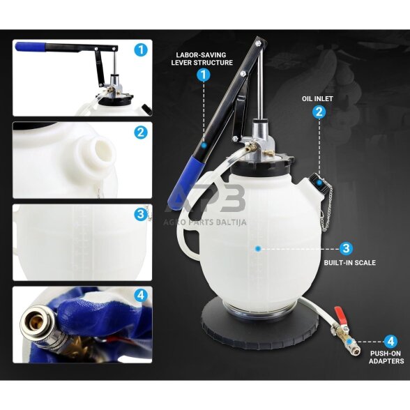 Pavarų dėžės tepalo keitimo įrenginys 7l su ATF adapterių rinkiniu 1