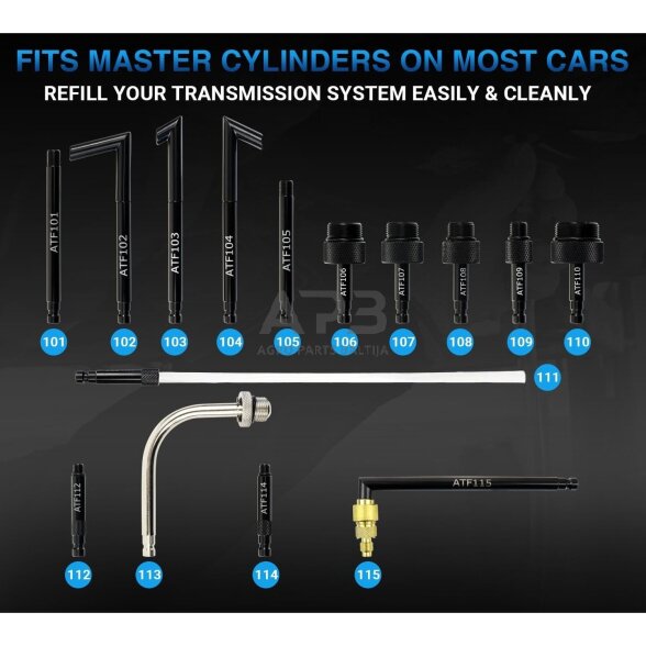 Pavarų dėžės tepalo keitimo įrenginys 7l su ATF adapterių rinkiniu 3 Pavarų dėžės tepalo keitimo įrenginys 7l su ATF adapterių rinkiniu 3