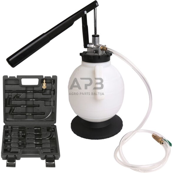 Pavarų dėžės tepalo keitimo įrenginys 7l su ATF adapterių rinkiniu Pavarų dėžės tepalo keitimo įrenginys 7l su ATF adapterių rinkiniu
