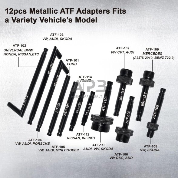 Pavarų dėžės tepalo užpildymo įrenginys 3l su ATF adapterių rinkiniu 2