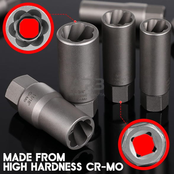 Pažeistų veržlių atsukėjų 3/8'' rinkinys 11vnt. (6-19mm) 3 Pažeistų veržlių atsukėjų 3/8'' rinkinys 11vnt. (6-19mm) 3