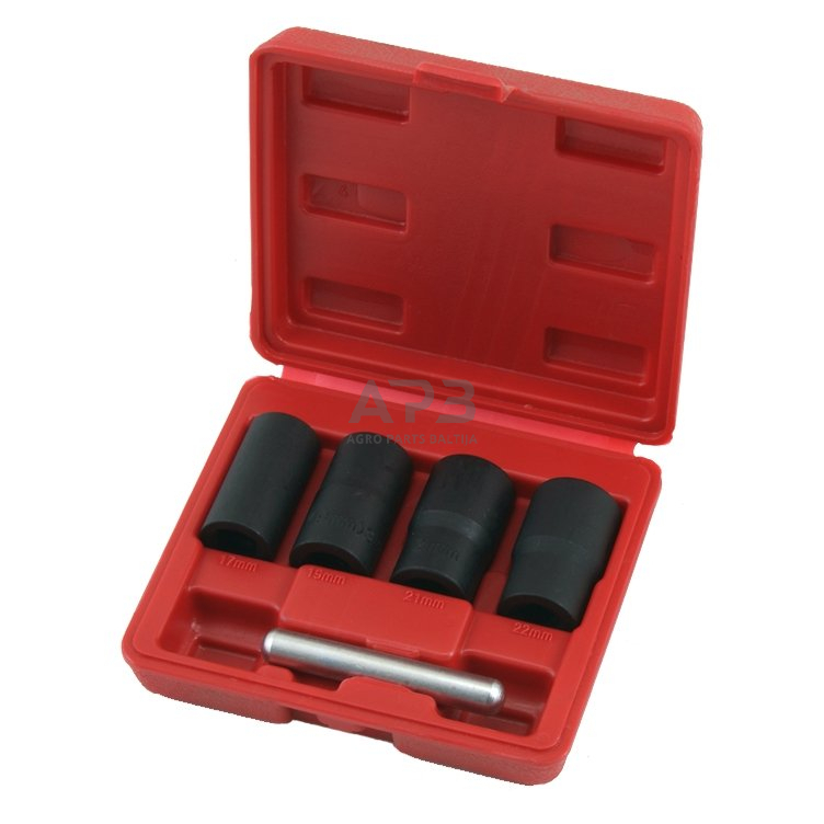 Pažeistų veržlių atsukėjų rinkinys 5vnt. 1/2" Pažeistų veržlių atsukėjų rinkinys 5vnt. 1/2"