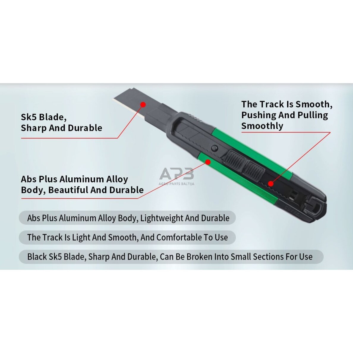 Peilis (aliuminis) su keičiama geležte 18mm 3 Peilis (aliuminis) su keičiama geležte 18mm 3