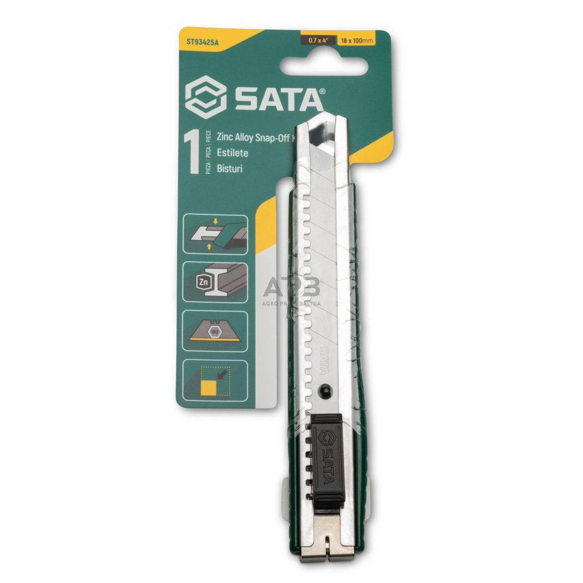 Peilis (cinkuoto metalo) su keičiama geležte 18mm 5 Peilis (cinkuoto metalo) su keičiama geležte 18mm 5