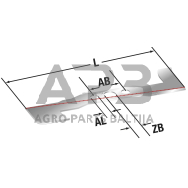 Peilis AL-KO 487 mm kairinis pjaunamosios plotis 36 (92 cm) T920R, T950, T15-92HD, T15HDE, T92, T92HD, T92HDE, Classic T920R, T920HR, Comfort T950, Comfort T16-92 HD-H, Master Cut 92-07/130 H, RT17-92 HD, T13-92, T950.