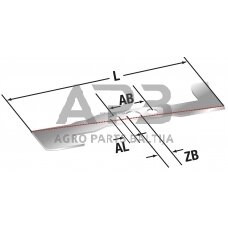 Peilis AL-KO 487 mm dešininis pjaunamosios plotis 36 (92 cm) T920R, T950, T15-92HD, T15HDE, T92, T92HD, T92HDE, Classic T920R, T920HR, Comfort T950, Comfort T16-92 HD-H, Master Cut 92-07/130 H, RT17-92 HD, T13-92, T950.