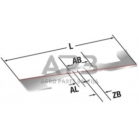 Peilis AL-KO 487 mm dešininis pjaunamosios plotis 36 (92 cm) T920R, T950, T15-92HD, T15HDE, T92, T92HD, T92HDE, Classic T920R, T920HR, Comfort T950, Comfort T16-92 HD-H, Master Cut 92-07/130 H, RT17-92 HD, T13-92, T950.