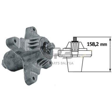 Peilio laikiklis Yard Machines pjaunamosios plotis F38 (96 cm), G42 (107 cm) modeliams:13AC650F000 (2004),13AD685G000 (2004), 13AD695G000 (2004), 13AF685G700 (2004), 13AF695G700 618-0138, 6180138, 618-0138A, 6180138A, 918-0138, 918-0138, 918-0138A, 918013