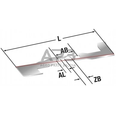 Peilis AL-KO 524 mm kairinis pjaunamosios plotis 40 (102 cm) COMFORT T1000, T1500, T2000HD, T1000HD, TRAC 102, T 102 HD, T 102 HDE 1