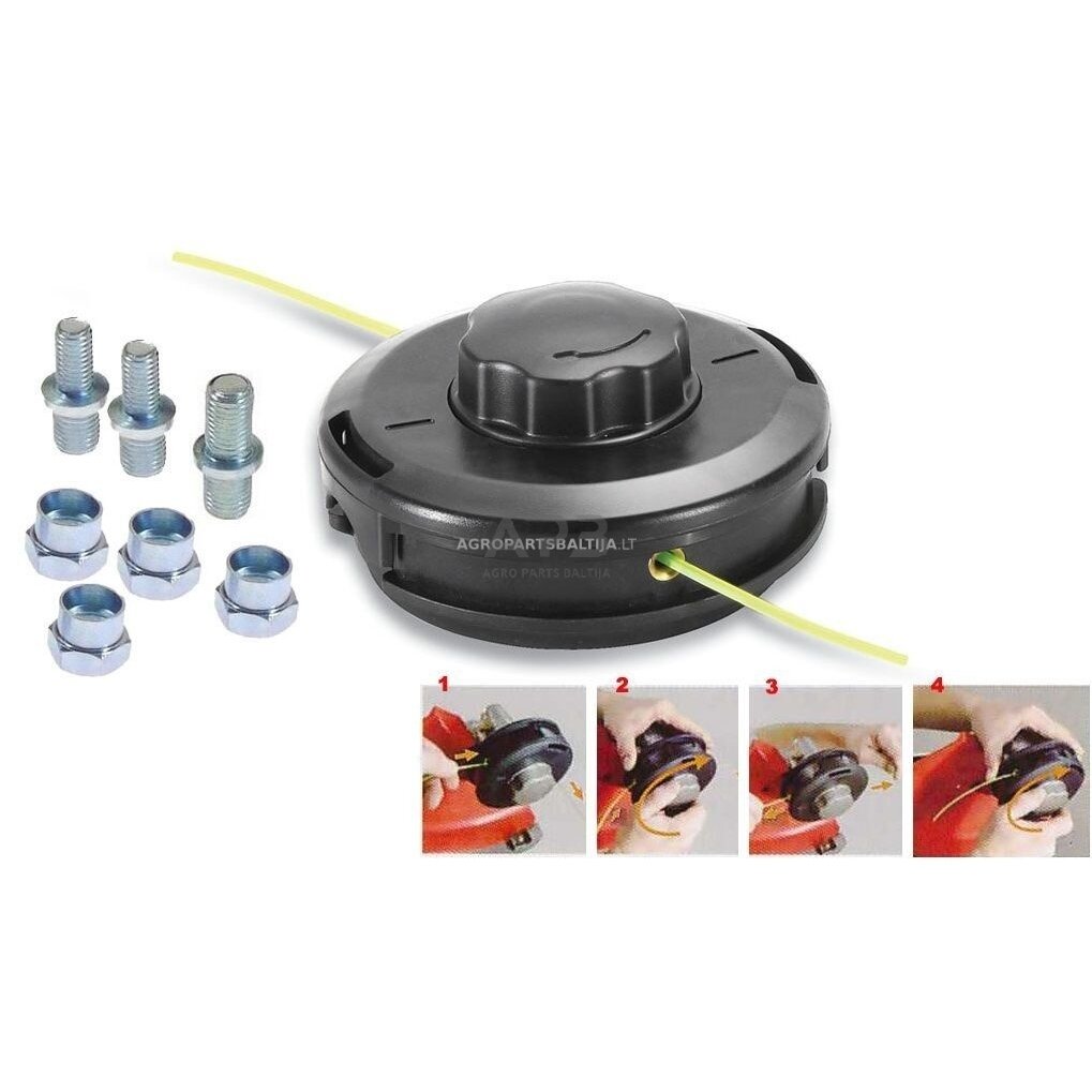 Pjovimo galva universali PRO krūmapjovėms pusiau automatinė 130,00 mm M8x1,25 mm, M8x1,25 mm, M10x1,00 mm, M10x1,25 mm, M12x1,50 mm, M12x1,75 mm Pjovimo galva universali PRO krūmapjovėms pusiau automatinė 130,00 mm M8x1,25 mm, M8x1,25 mm, M10x1,00 mm, M10x1,25 mm, M12x1,50 mm, M12x1,75 mm