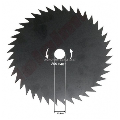 Trimerio pjovimo diskas 255 x 25,40 mm storis 1,60 mm 40 dantų