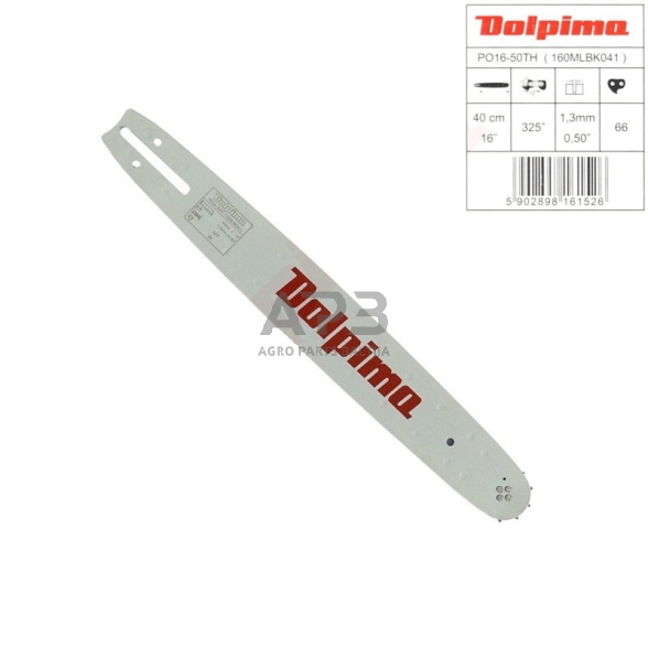 Pjovimo juosta Dolpima .325" 1,3 mm, 40 cm / 16" 160MLBK041 66 nareliai. Pjovimo juosta Dolpima .325" 1,3 mm, 40 cm / 16" 160MLBK041 66 nareliai.