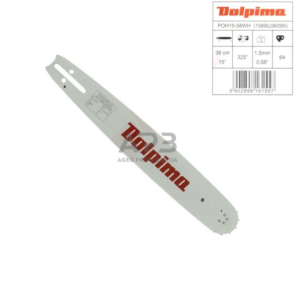 Pjovimo juosta Dolpima .325" 1,5 mm, 38 cm / 15" 158SLGK095 64 nareliai. Pjovimo juosta Dolpima .325" 1,5 mm, 38 cm / 15" 158SLGK095 64 nareliai.