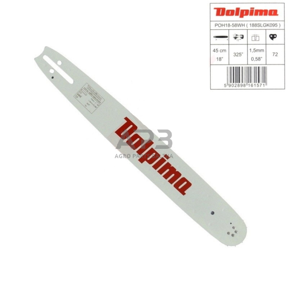 Pjovimo juosta Dolpima .325" 1,5 mm, 45 cm / 18" 188SLGK095 72 nareliai. Pjovimo juosta Dolpima .325" 1,5 mm, 45 cm / 18" 188SLGK095 72 nareliai.