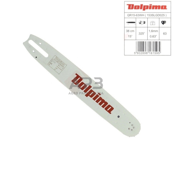 Pjovimo juosta Dolpima .325" 1,6 mm, 38 cm / 15" 153SLGD025 63 nareliai. Tinka Stihl pjūklams ir kitiems. Pjovimo juosta Dolpima .325" 1,6 mm, 38 cm / 15" 153SLGD025 63 nareliai. Tinka Stihl pjūklams ir kitiems.