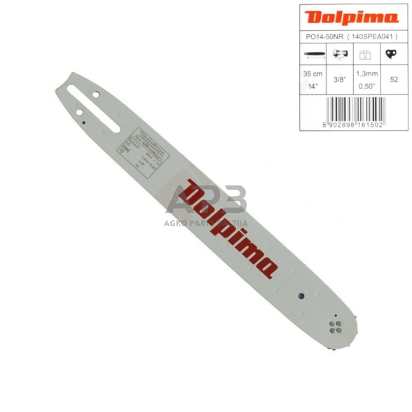 Pjovimo juosta Dolpima 3/8" 1,3 mm, 35 cm / 14" 140SPEA041 52 nareliai. Pjovimo juosta Dolpima 3/8" 1,3 mm, 35 cm / 14" 140SPEA041 52 nareliai.