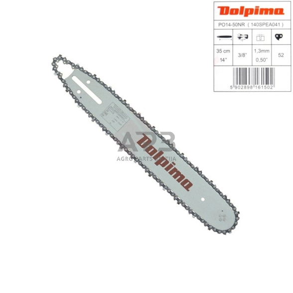 Pjovimo juosta su grandine Dolpima 3/8" 1,3 mm, 35 cm / 14" 140SPEA041 52 nareliai. Pjovimo juosta su grandine Dolpima 3/8" 1,3 mm, 35 cm / 14" 140SPEA041 52 nareliai.