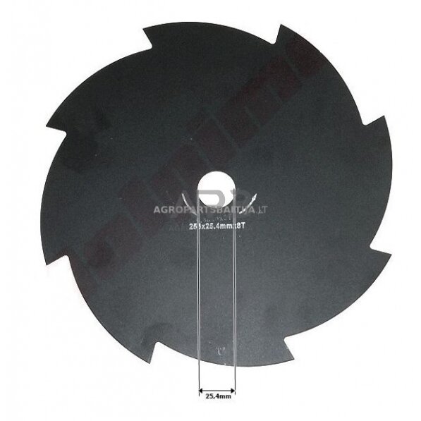 Pjovimo peilis freza 255 x 25,40 mm storis 1,40 mm 8 T Pjovimo peilis freza 255 x 25,40 mm storis 1,40 mm 8 T