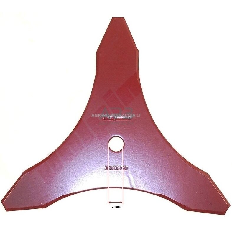 Trimerio pjovimo peilis trišakis 355 x 20 mm storis 3,00 mm Trimerio pjovimo peilis trišakis 355 x 20 mm storis 3,00 mm