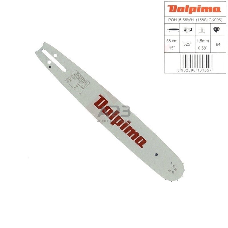 Pjovimo juosta Dolpima .325" 1,5 mm, 38 cm / 15" 158SLGK095 64 nareliai. Pjovimo juosta Dolpima .325" 1,5 mm, 38 cm / 15" 158SLGK095 64 nareliai.