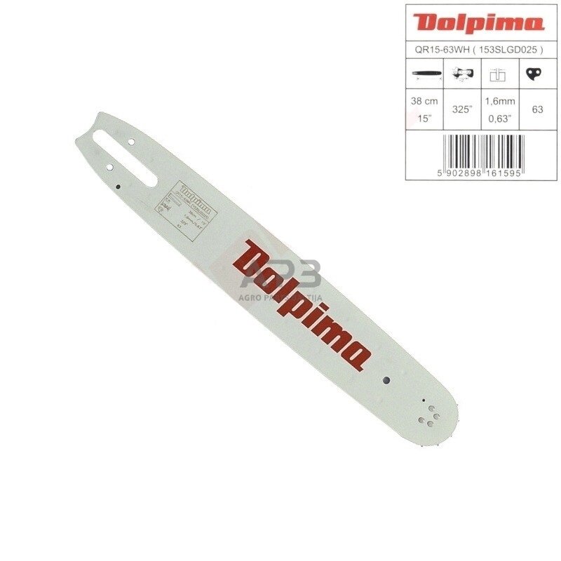 Pjovimo juosta Dolpima .325" 1,6 mm, 38 cm / 15" 153SLGD025 63 nareliai. Tinka Stihl pjūklams ir kitiems.