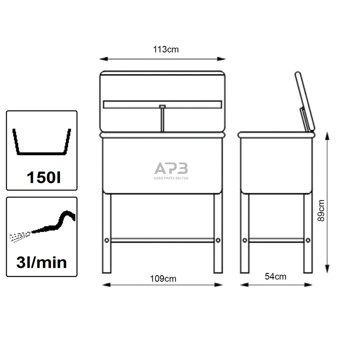 Plovimo dėžė 40 galonų (150L) 1 Plovimo dėžė 40 galonų (150L) 1