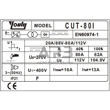 Plazminis pjoviklis (IGBT) 80A, 30mm 1 Plazminis pjoviklis (IGBT) 80A, 30mm 1