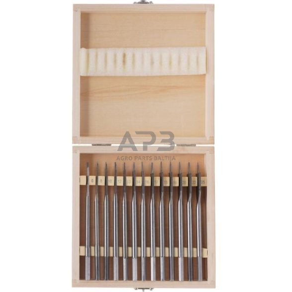 Plunksninių grąžtų rinkinys medžiui (13vnt) 6-25mm 1 Plunksninių grąžtų rinkinys medžiui (13vnt) 6-25mm 1