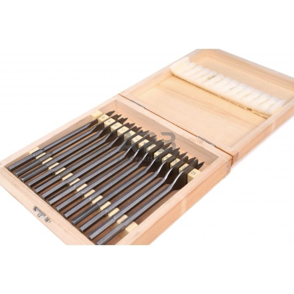 Plunksninių grąžtų rinkinys medžiui (13vnt) 6-25mm 2 Plunksninių grąžtų rinkinys medžiui (13vnt) 6-25mm 2