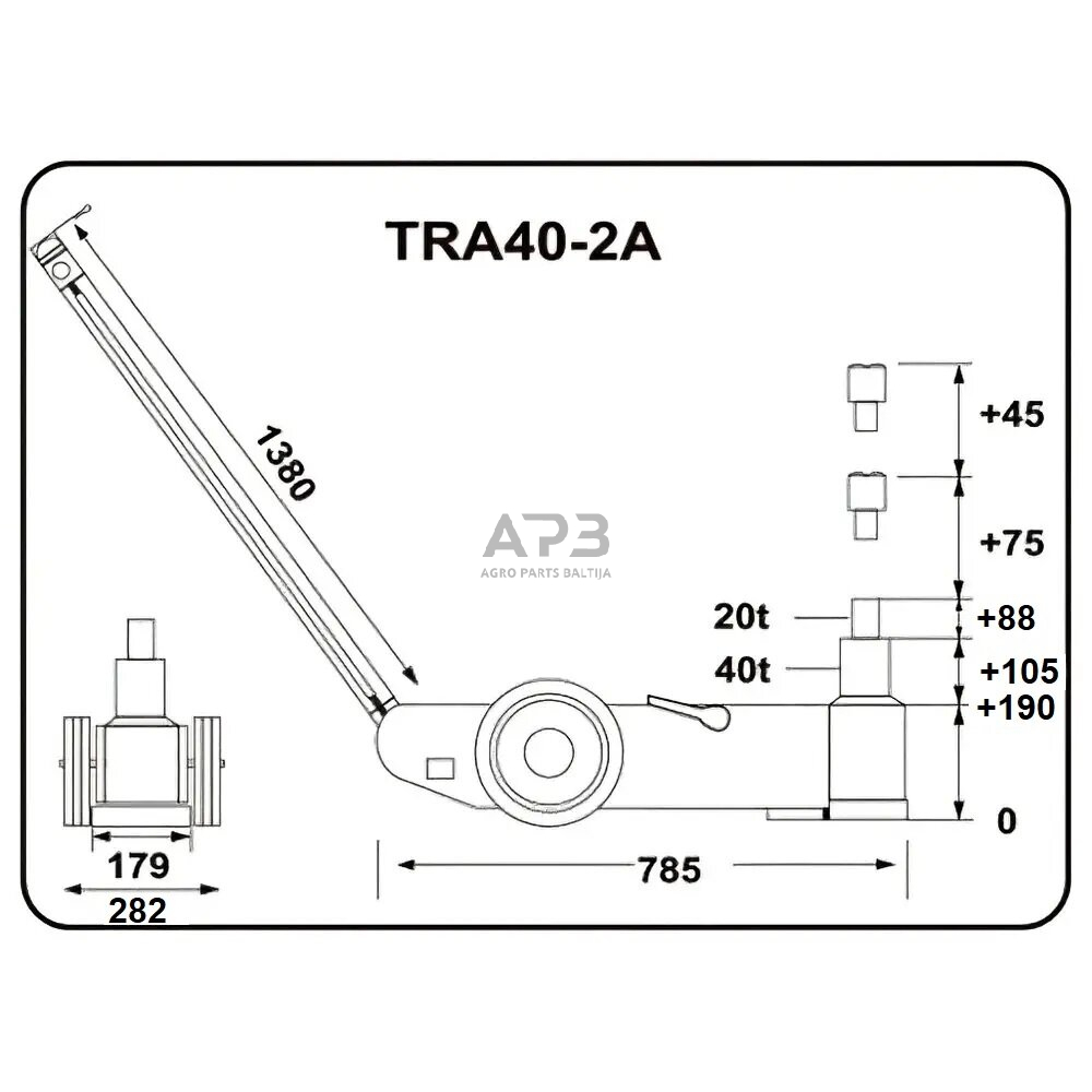 Pneumo-hidraulinis domkratas 40t/20t 3 Pneumo-hidraulinis domkratas 40t/20t 3
