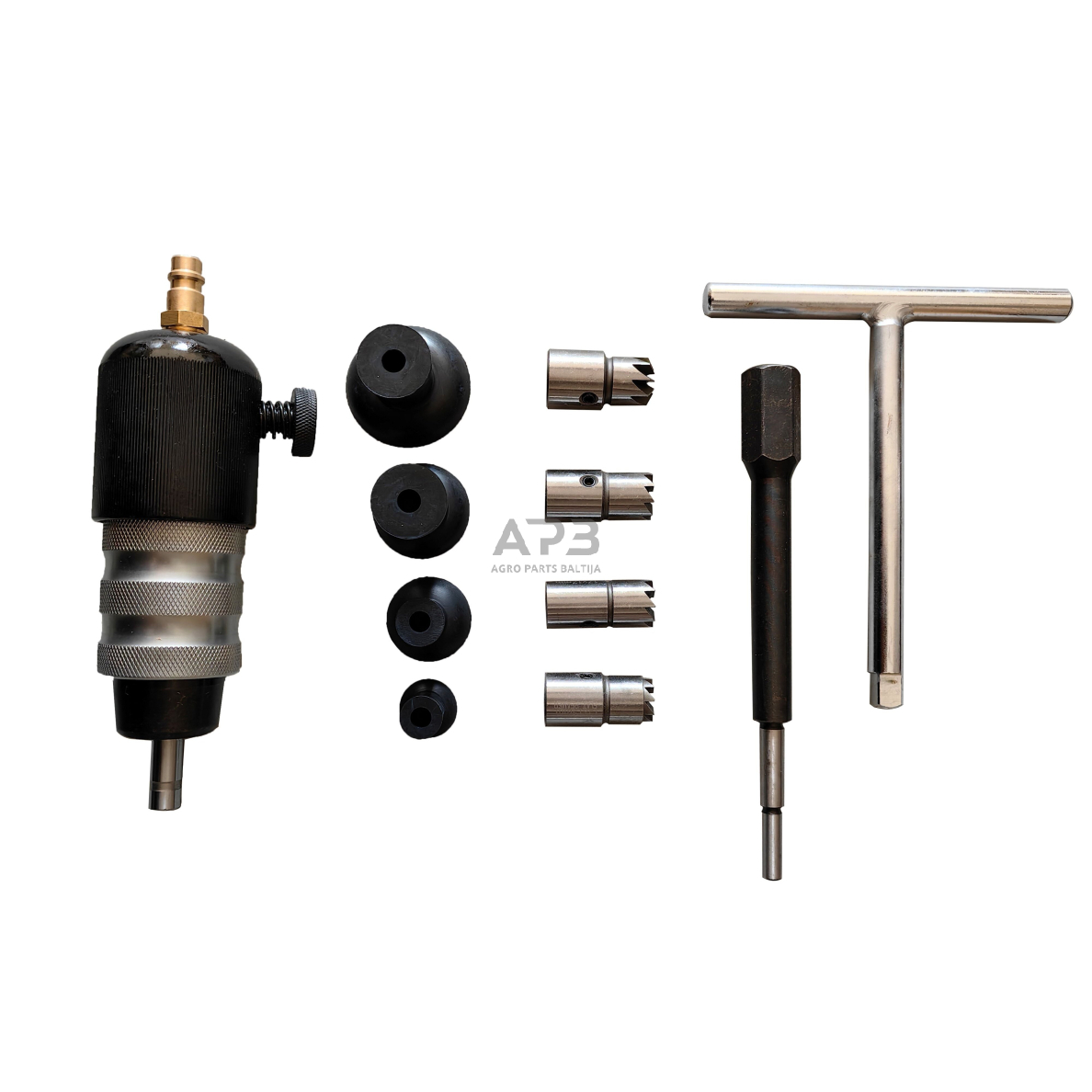 Pneumatinis dyzelinių purkštukų lizdų valymo/vožtuvų pritrynėjų rinkinys 12vnt. Pneumatinis dyzelinių purkštukų lizdų valymo/vožtuvų pritrynėjų rinkinys 12vnt.